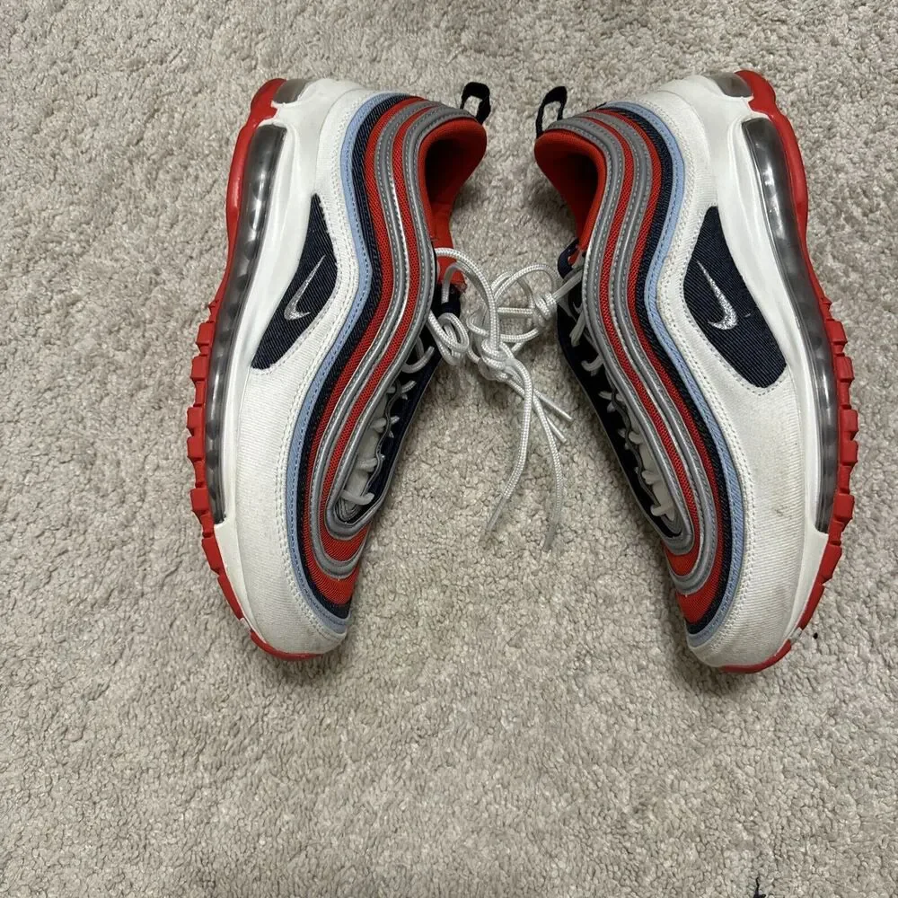 Nike Men AIR MAX 97  DJ5171-600 Athletic Sneakers  RED WHITE Shoes Size 10